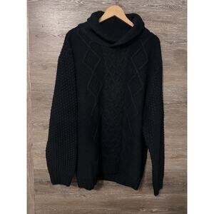 7 Diamonds Fisherman Chunky Cable Knit Sweater Sz XXL Wool Alpaca Navy Blue